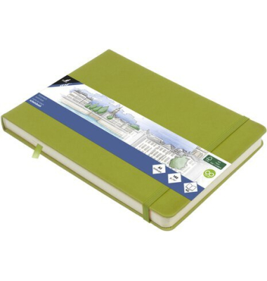Skizzenbuch A5q Lime Green HC 80Bl 140g