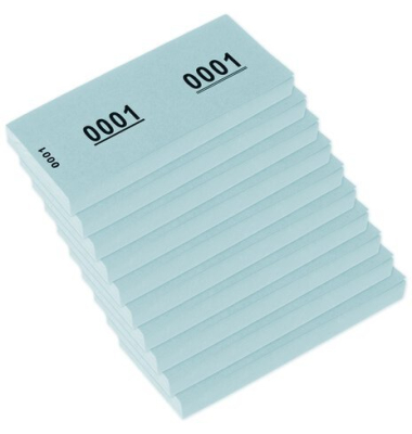 Nummernblock 42x105mm 70g 1-1000 Blau