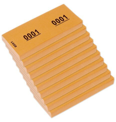 Nummernblock 42x105mm 70g 1-1000 Orange