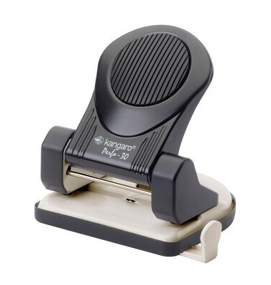 B&uuml;rolocher Kangaro K-7201735, schwarz, bis 3mm 30 Blatt, mit Anschlagschiene