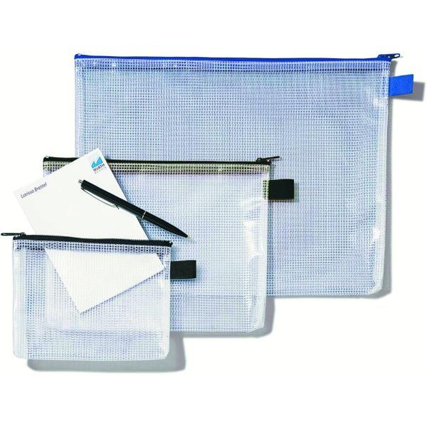 Rexel Reißverschlusstasche Mesh Bag PVC A5 250x190mm farblos/schwarz 4013702023570 Rexel 10 Stück