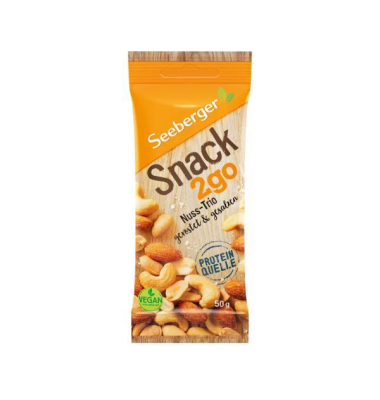 Snack2go Nuss-Trio Nuss-Kern-Mischung, ger&ouml;stet & gesalzen, 12 x 50 g