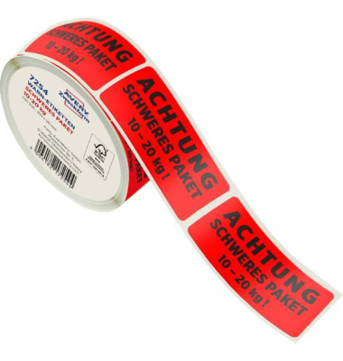 Warn-Etiketten Schweres Paket 10-20kg!, 100x50mm, 6 Rollen je 200 Etik.