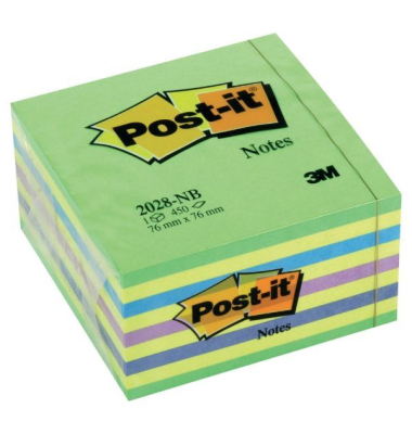 Haftnotiz-W&uuml;rfel 3M Post-it 2028NB, 76x76mm, sortiert