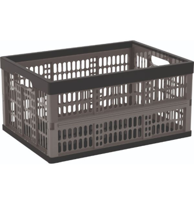 Klapptransportbox Strata, Volumen: 32l, aus recyceltem Polypropylen, grau