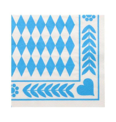 Servietten, 3-lagig, 14-Falz, 33 x 33 cm, Bayrisch Blau