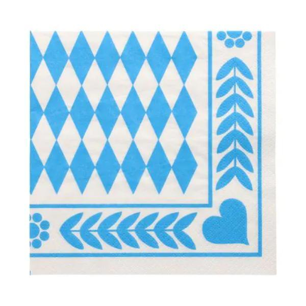 Papstar Servietten Bayrisch Blau 12901, blau/weiß / Bayernraute, 3-lagig, 33x33cm 4002911129012 Papstar 20 Stück