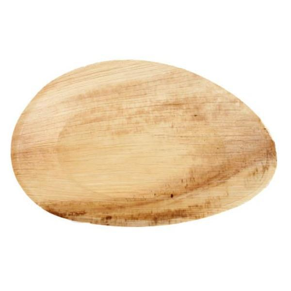Pure Teller Palmblatt oval Stabiles Einweg-Geschirr aus Palmblatt 1 Packung = 25 Stück 26 x 17 x 25 cm