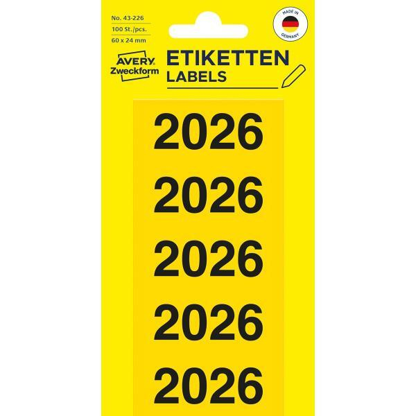 AVERY Zweckform Jahreszahlen 43-226, gelb, 60x24mm,  4004182432440 AVERY Zweckform 100 Stück