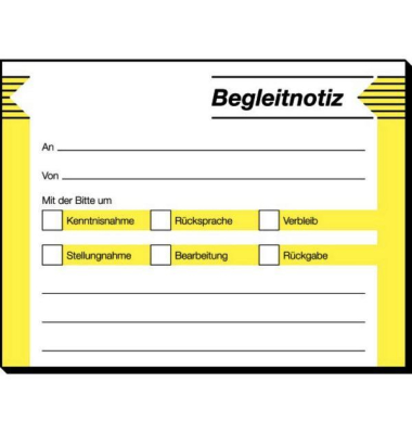 Haftformular HF 142, Begleitnotiz, 100x75 mm, wei&szlig;gelbschw, 50Bl., 5St.