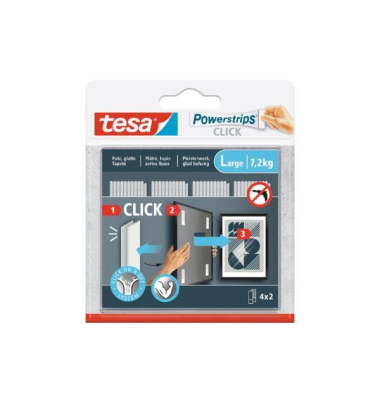 Klebepads 77722-00000-00 Powerstrips Click Large, 4x2 St&uuml;ck, 2x8,5cm (BxL), wiederabl&ouml;sbar