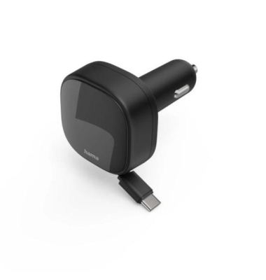 Auto-Schnellladeger&auml;t, 2x USB-C, ausziehbares Ladekabel, PD, 30 W, schwarz