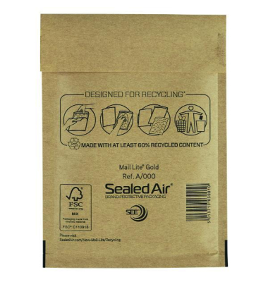 Luftpolstertaschen Mail Lite A/000, 101273156, innen 110x160mm, goldgelb