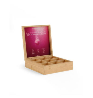 Pr&auml;sentationsbox aus Banbus Large, mit 9 F&auml;chern f&uuml;r 12er Packs