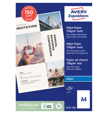 Inkjetpapier Superior 2579-100, A4 150g wei&szlig; matt einseitig bedruckbar