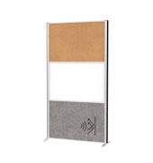 Stellwandsystem MAULconnecto 1Akustik dunk. 1WB 1Kork Stand, silber