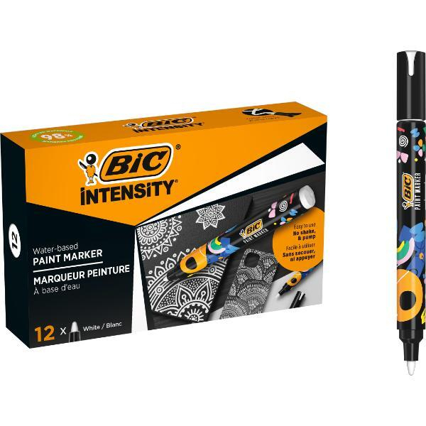 Bic Lackmarker Intensity, 527425, Etui, weiß, Rundspitze 3086123775329 Bic