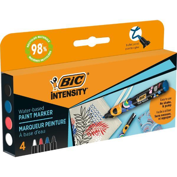 Bic Lackmarker Intensity, 527423, Etui, farbig sortiert, Rundspitze 3086123775565 Bic 4 Stück