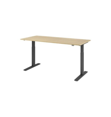 Sitz-Steh-Schreibtisch XMKA, elektrisch h&ouml;henverstellbar, 70-120cm (H), 180x80cm (BxT), rechteckig, eiche / graphit