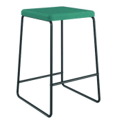 Barhocker mit Stoffbezug, Stahlbeine, blau