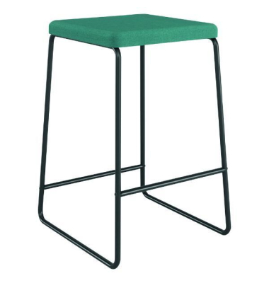 Barhocker mit Stoffbezug, Stahlbeine, blau