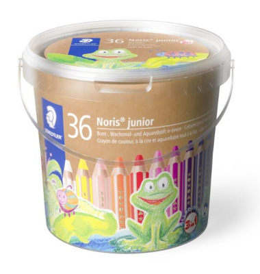 Buntstifte-Set Noris  junior 3in1, 140 C36, 2x18-farbig sortiert, sechskant-abgerundet, Eimer