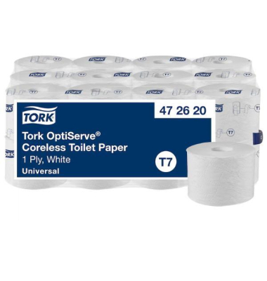 Toilettenpapier OptiServe Coreless 472620, 1-lagig, wei&szlig;, 1250 Blatt/Rolle,