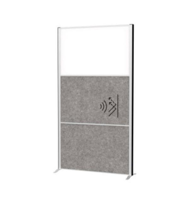 Stellwandsystem MAULconnecto 2x Akustik dunkel 1x WB, Stand, silber