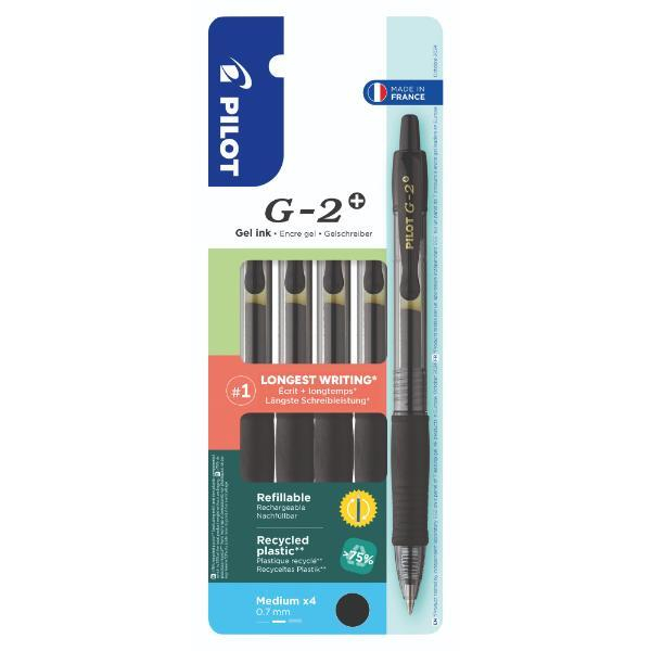 Pilot G2+ Gelschreiber mit Druckmechanik 2605S4, 0,7mm, schwarz 3131910468141 Pilot 4 Stück