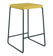 Barhocker mit Stoffbezug, Stahlbeine, gelb