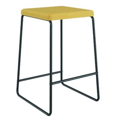 Barhocker mit Stoffbezug, Stahlbeine, gelb