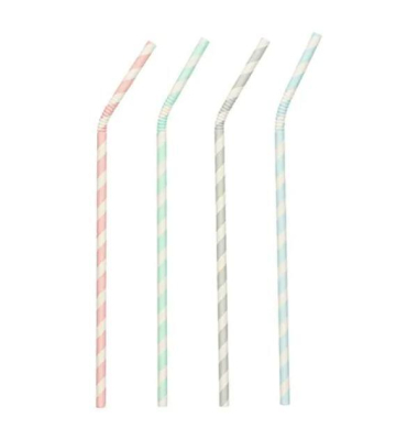 Papstar Papierstrohhalme STRIPES, 22 cm, &Oslash; 6 mm, farbig sortiert