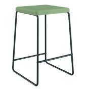 Barhocker mit Stoffbezug, Stahlbeine, gr&uuml;n