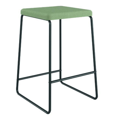 Barhocker mit Stoffbezug, Stahlbeine, gr&uuml;n