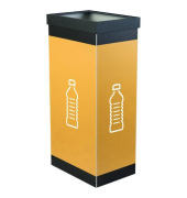 Recycling-Plastikflaschenbeh&auml;lter, 60 Liter, gelbschwarz
