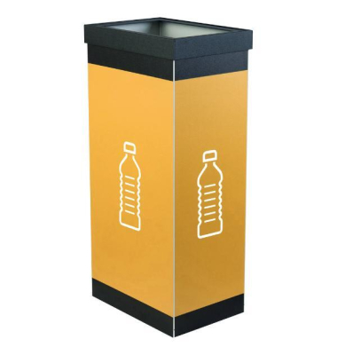 Recycling-Plastikflaschenbeh&auml;lter, 60 Liter, gelbschwarz