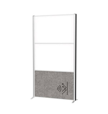Stellwandsystem MAULconnecto 2x WB 1x Akustik dunkel, Stand, silber