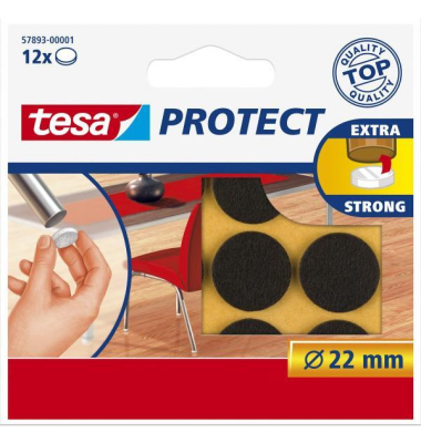 Protect Filzgleiter 57893, rund, Durchmesser: 22mm, braun