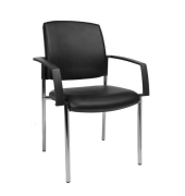 Besucherstuhl B to B 10, schwarz / chrom, mit Armlehnen, 4-Fu&szlig;-Gestell