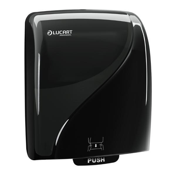 Lucart Rollenhandtuchspender 892992 Identity Autocut, schwarz, Außenabrollung 8059399003071 Lucart