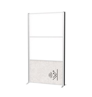Stellwandsystem MAULconnecto 2x WB 1x Akustik hell, Stand, silber