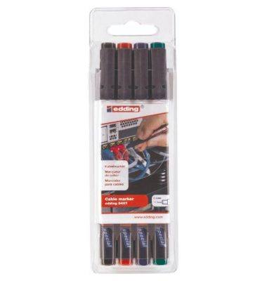 Kabelmarker 8407 4er Etui farbig sortiert 0,3mm Rundspitze