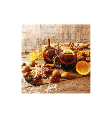 Weihnachtlicher Motivserviette 33x33cm Gl&uuml;hwein