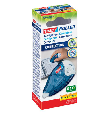 Korrekturroller 59840-00005-05 ecoLogo, blau/transparent, 4,2mm x 14m, nachf&uuml;llbar, in Karton