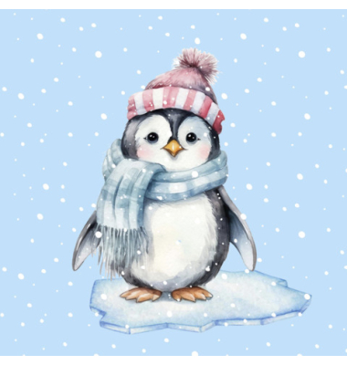Weihnachtsservietten 227343 / Pinguin, 3-lagig, 33x33cm