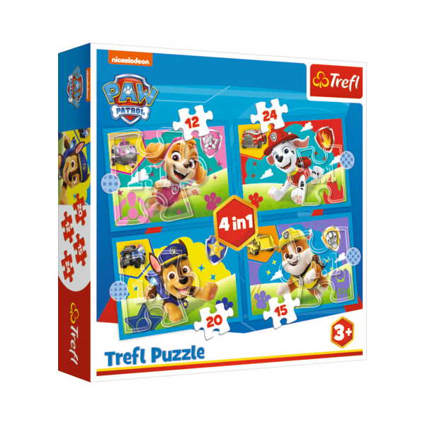 Trefl Puzzle 4in1 (12152024) Running Pupies 5900511346282 Trefl