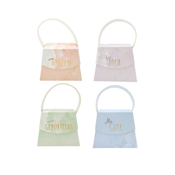 16 Stück HERGO Geschenkbox Handtasche pastell sortiert  HERGO