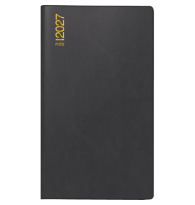 Taschenkalender 70-12 122 907, schwarz, 1 Woche / 1 Seite