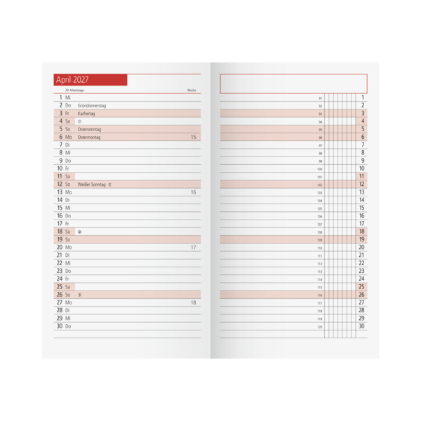 Rido Taschenkalender 70-40 200 007, weiß, 1 Monat / 2 Seiten, 8,7x15,3cm (A6), 2027 4003273795730 Rido