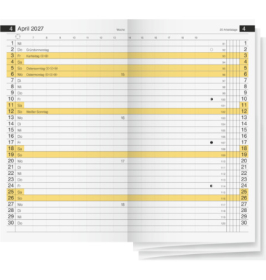 Taschenkalender 70-45 600 007, 1 Monat / 2 Seiten, 8,7x15,3cm (A6), 2027